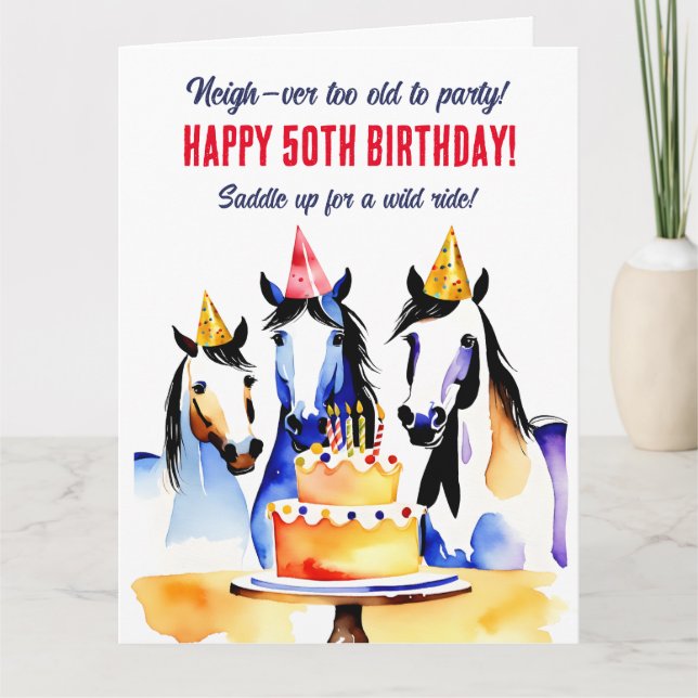 Carte Soirée d'anniversaire de chevaux de fête drôle (Devant)