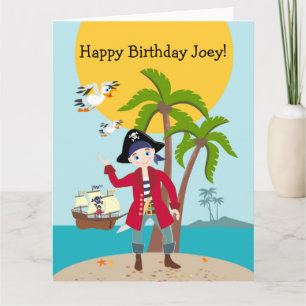Carte Soirée d'anniversaire pour enfant pirate