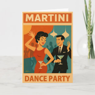 Carte Soirée Dansante Martini du Milieu du Siècle