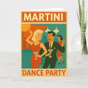 Carte Soirée Dansante Martini du Milieu du Siècle