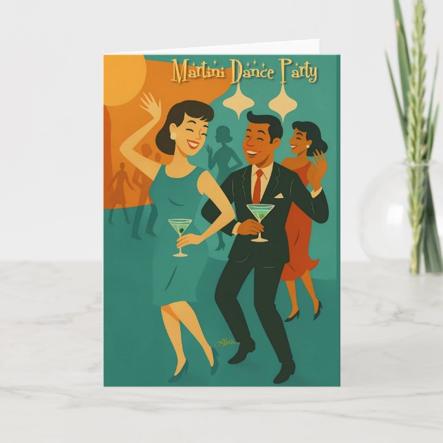 Carte Soirée Dansante Martini du Milieu du Siècle (Devant)