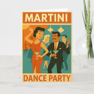 Carte Soirée Dansante Martini du Milieu du Siècle