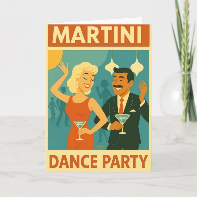 Carte Soirée Dansante Martini Mid Century (Devant)