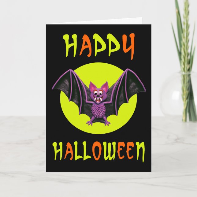 Carte Soirée d'Halloween Cute Bat (Devant)