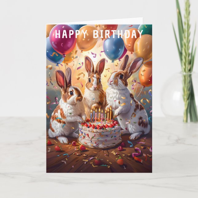 Carte Soirée lapins fête d'anniversaire (Devant)