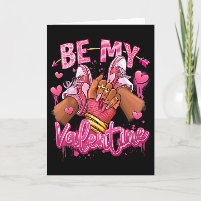 Carte Sois Ma Saint-Valentin Afro Fille Baskets Saint-Va (Devant)