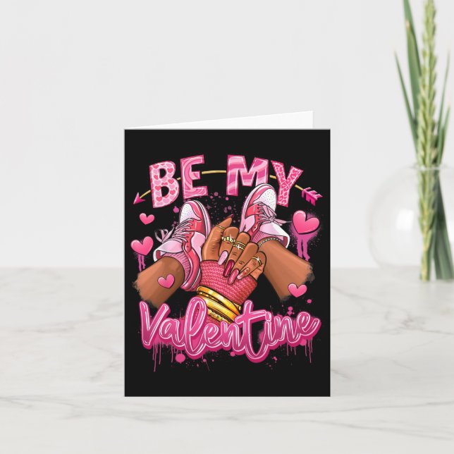 Carte Sois Ma Saint-Valentin Afro Fille Baskets Saint-Va (Devant)