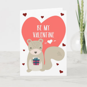 Carte Sois ma Saint-Valentin écureuil de dessin animé mi