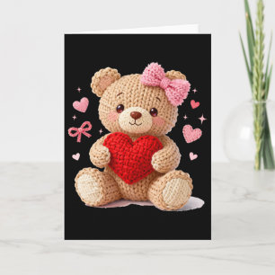 Carte Sois ma Saint-Valentin Ours en fil à crocheter mig