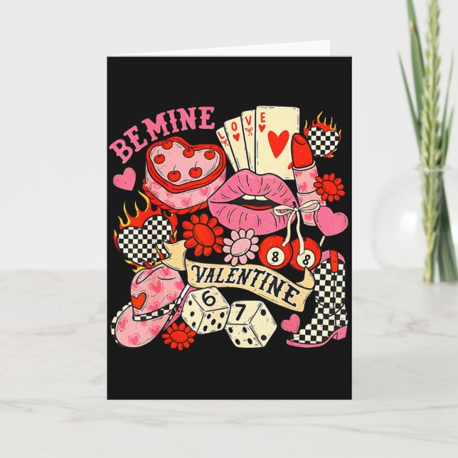 Carte Sois Ma Saint-Valentin Rétro Coquette Howdy Wester (Devant)
