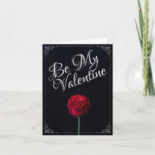 Carte Sois ma Saint-Valentin - Rose rouge foncé