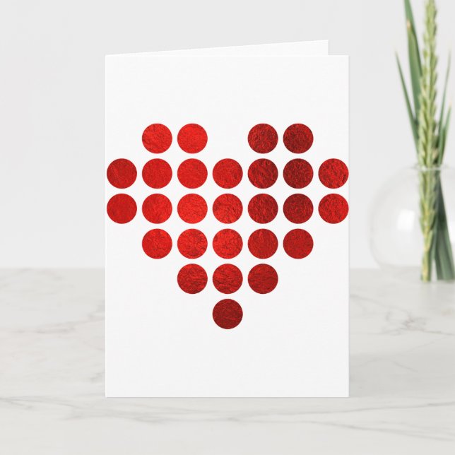 Carte Sois Ma Saint-Valentin Rouge Faux Or Feuille Point (Devant)
