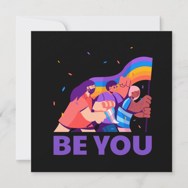 Carte Sois toi. LGBT+Pride. drapeau arc-en-ciel (Devant)