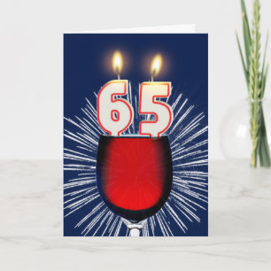 Carte soixante-cinquième Anniversaire avec du vin et des