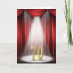 Carte soixante-dixième Anniversaire<br><div class="desc">soixante-dixième Anniversaire dans le projecteur avec les rideaux rouges.</div>