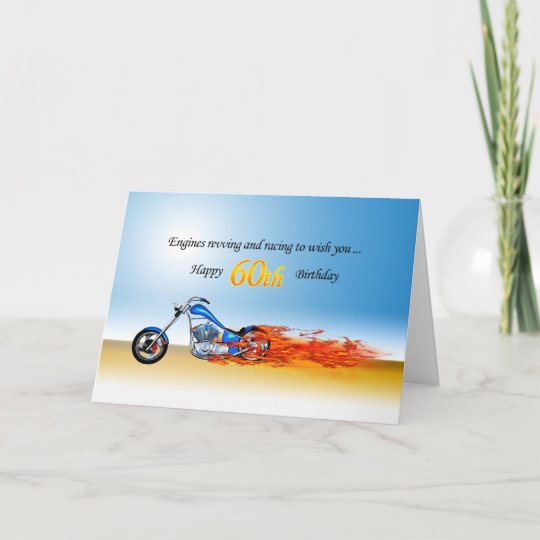 Carte Soixantieme Anniversaire Avec Une Moto Flamboyante Zazzle Fr