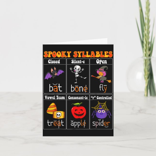 Carte Soky Syllables Teacher Funny Halloween Educational (Devant)