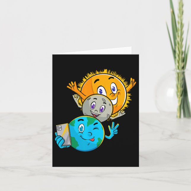 Carte Solaire Eclipse 2024 Funny Earth Sun Moon Selfie S (Devant)