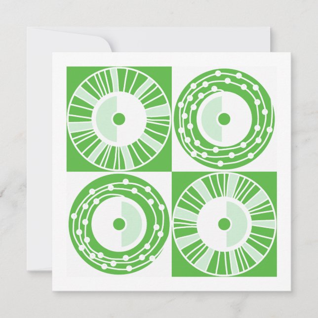 Carte Solaire Ethnique Mi-Siècle Vert moderne Blanc Noir (Devant)