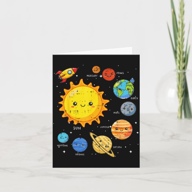 Carte Solar System Sun Planets Rocket Space Galaxy Kids  (Devant)