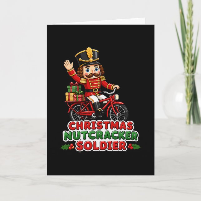 Carte Soldat Casse-Noisette de Noël à Vélo (Devant)