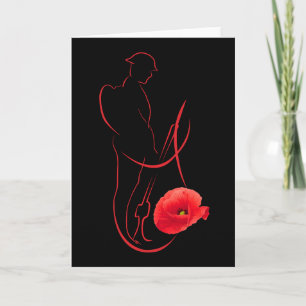 Carte Soldat Coquelicot Rouge Militaire Mémorial Jour de