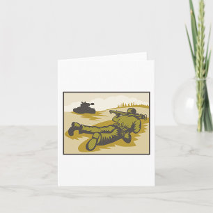 Carte Soldat et char Bazooka de la Seconde Guerre mondia