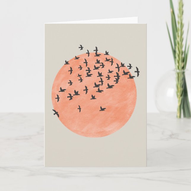 Carte Soleil avec troupeau d'oiseaux (Devant)