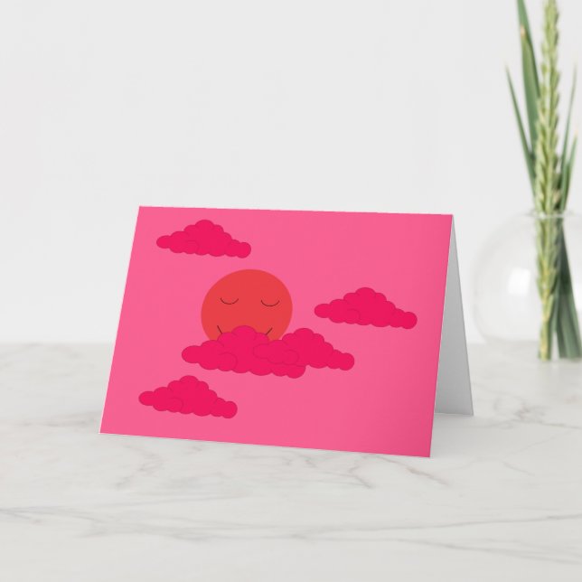 Carte Soleil de réglage orange dans le ciel rouge : blan (Devant)