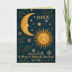Carte Soleil et Lune Mystiques Noël personnalisé