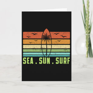 Carte Soleil Mer Surf Rétro Plage Planche de Surf 70s Vi