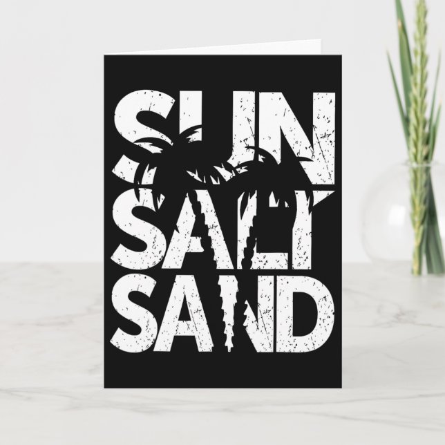 Carte Soleil Sel Sable Palmier Hawaï Plage Été Vacances (Devant)