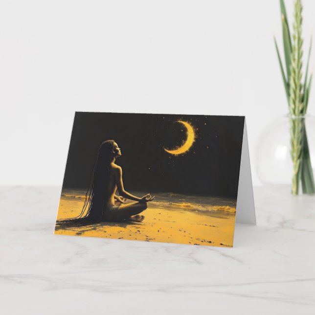 Carte Solitude dorée, affirmation de méditation au clair (Devant)