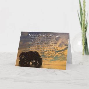 Carte Solstice d'été avec chêne et eau