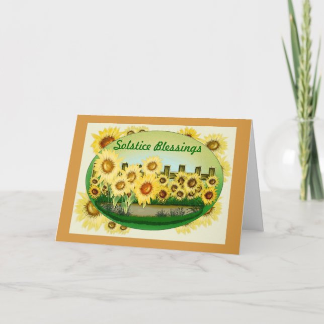 Carte Solstice d'été bénédiction avec des tournesols (Devant)