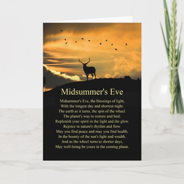 Carte Solstice d'été Eve de la mi-été Elan et Poème  (Devant)