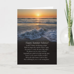 Carte Solstice d'été Océan et Plage avec Poème de Vagues