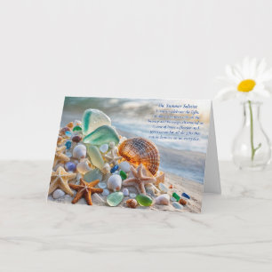 Carte Solstice d'été Plage Océanique Coquillages Verre d