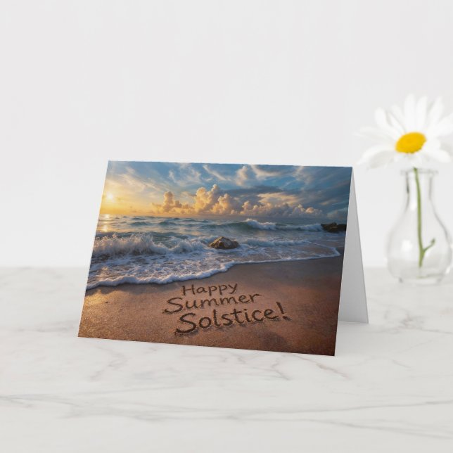 Carte Solstice d'été sur la côte plage de bord de mer av (Petite plante)