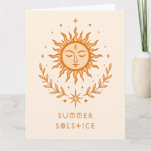 Carte Solstice d'été Visage céleste du soleil Art botani