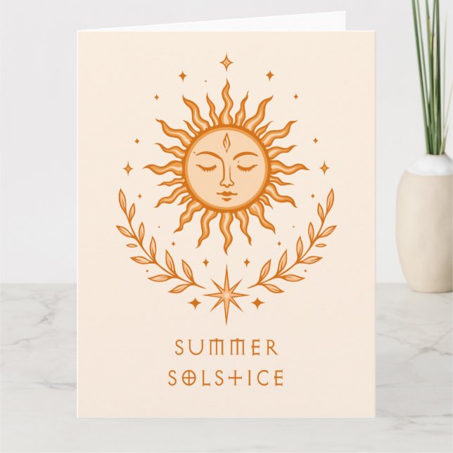 Carte Solstice d'été Visage céleste du soleil Art botani (Devant)