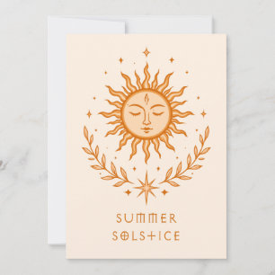 Carte Solstice d'été Visage céleste du soleil Art botani