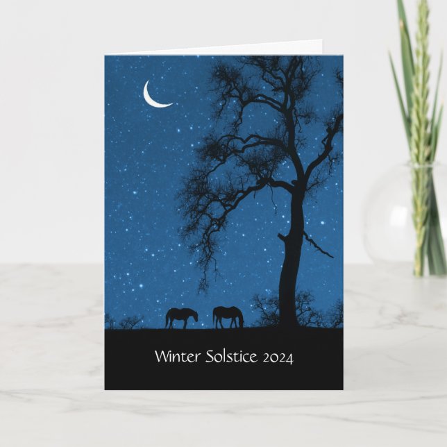 Carte Solstice D'Hiver 2024 Avec Chevaux Crescent Moon (Devant)