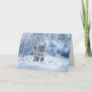 Carte Solstice d'hiver avec Bobcat et Neige