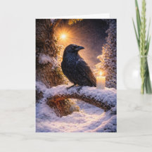Solstice d'hiver avec corbeau neige et bougie