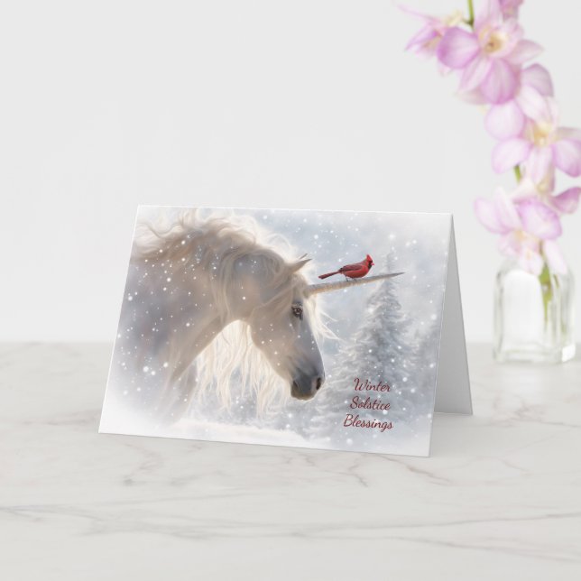 Carte Solstice d'hiver Bénédiction Unicorn Cardinal (Orchidée)