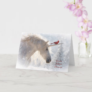 Carte Solstice d'hiver Bénédiction Unicorn Cardinal