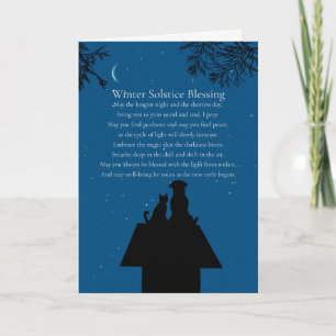 Carte Solstice d'hiver Chat et Chien mignonne Poem vacan