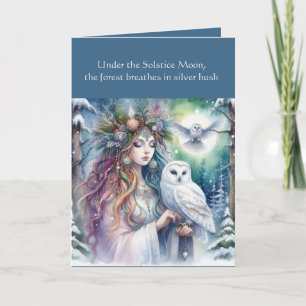 Carte Solstice d'Hiver Déesse de la Forêt et Hibou