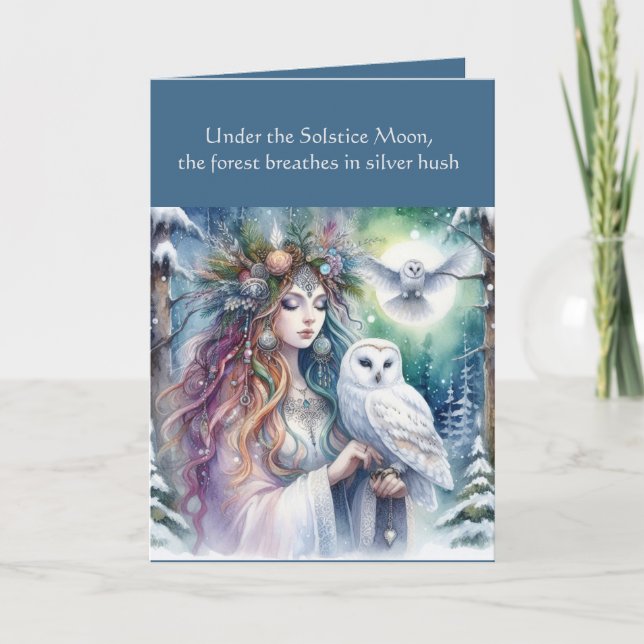 Carte Solstice d'Hiver  Déesse de la Forêt et Hibou (Devant)